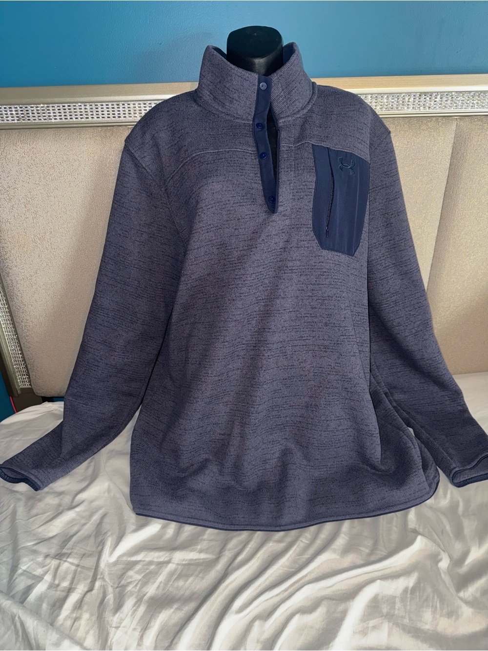 Under Armour Navy Fleece Pullover with Embroidered Logo